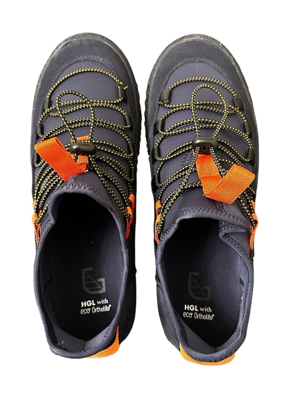 Men's Outdoor Lace-Up Shoes in Dark Navy Gray with Orange Accents